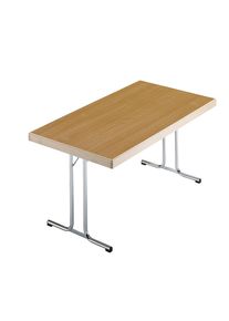 Inklapbare tafel, dubbel T-voetframe, 1200 x 800 mm, frame verchroomd, blad beukenhoutdecor