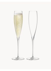 LSA International Mouth-Blown Champagne Flutes Savoy, Set of 2 Transparent Glass &Oslash; 7 x H 28 cm, 200 ml