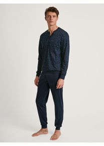 Calida Pigiama con polsini per Uomo, S S, Blu, Comfort raffinato