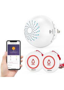 SINGCALL Tuya WiFi Smart Home SOS Emergency Wireless Caregiver Pager System for Old People 2 Transmitters 1 Plugin Receiver