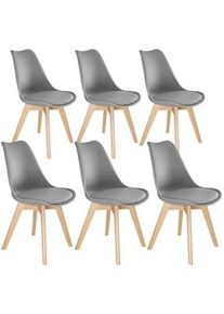 TecTake GmbH tectake Conjunto de sillas de comedor Federica - gris, Juego de 6 - 406095