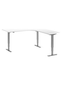 Bureau Atlanta, elektrisch in hoogte verstelbaar, L-vorm, b x d = 1800 x 2000 mm, wit/zilver, rechts