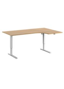 eurokraft basic Bureau Venla, elektrisch in hoogte verstelbaar, hoek, b x d = 1800 x 1200 mm, beukenhout/wit, rechts