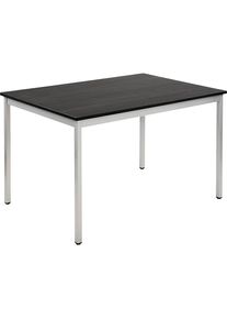 eurokraft basic Universele tafel, rechthoekig, b x h = 1200 x 740 mm, diepte 800 mm, blad essenhoutdecor donkergrijs, onderstel blank aluminiumkleurig