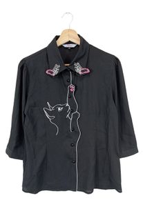 Banned Retro Camicia blusa Donna, Taglia 38, nero, Poliestere