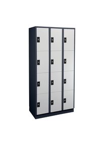 Wolf Viervoudige locker Stuttgart, 3 compartimenten, antracietgrijs / lichtgrijs
