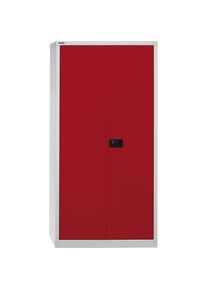 Bisley Armario de puertas batientes UNIVERSAL, H x A x P 1950 x 914 x 400 mm, 4 baldas galvanizadas, 5 pisos de archivadores, gris luminoso / rojo