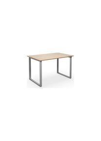 Multifunctionele tafel DUO-O Trend, recht blad, diepte 800 mm, breedte 1200 mm, eikenhout / zilverkleurig