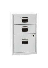 Bisley Bijzetkast PFA, 2 laden, 1 hangmappenlade, lichtgrijs
