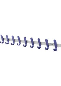 Garderobenleiste, 9 Mantelhaken, HxBxT 130 x 1080 x 60 mm, VE 1 Stück, Hakenfarbe Blau eurokraft pro