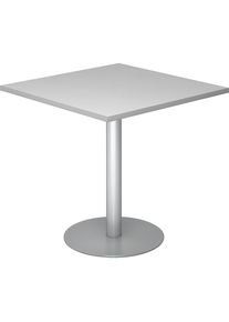 Vergadertafel, l x b = 800 x 800 mm, 755 mm hoog, frame zilverkleurig, blad lichtgrijs