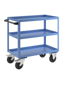 eurokraft pro Carro auxiliar de montaje, 3 pisos, carga máx. 350 kg, altura total 915 mm, azul luminoso