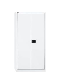 Bisley UNIVERSAL vleugeldeurkast, h x b x d = 1950 x 914 x 400 mm, met garderobegedeelte, verkeerswit