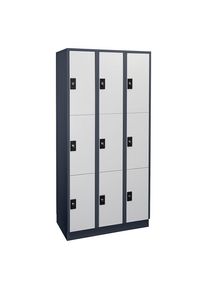 Wolf Drievoudige locker Stuttgart, 3 compartimenten, antracietgrijs / lichtgrijs