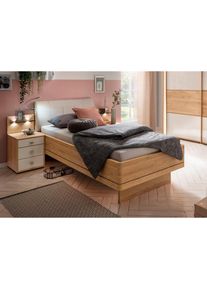 Wiemann, Bett &raquo;Kiruna, Bettgestell, Bettrahmen, Eiche Nachbildung, Polsterkopfteil&laquo; 4-fache Liegeh&ouml;henverstellung, MADE IN GERMANY, Polsterkopfteil 