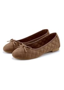 Lascana , Ballerina »Slipper, Schlüpfschuh«, mit Schleifenapplikation VEGAN , cognacfarben , 43 , 43 , Klassische Ballerina in abgerundeter Form...