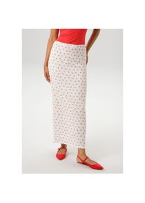Aniston CASUAL , Maxirock, allover mit Kirschen bedruckt , wollweiß-rot-hellgrün , 38 , 38 , Rock aus elastischer, strukturierter Jersey-Qualität