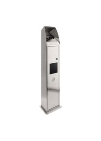 Cendrier poubelle sur pied, acier inoxydable, argent