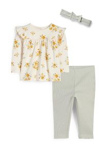 C&Amp;A Completo neonate-fiorellini-3 pezzi, Bianco, Taille: 68