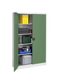 Mauser Armario de puertas batientes para cargas pesadas, H x A 1950 x 1200 mm, profundidad 420 mm, gris luminoso / verde reseda
