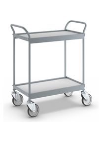 Carrito de servicio, cama 670 x 380 mm, carga máx. 75 kg, 2 pisos, 4 ruedas de maniobra