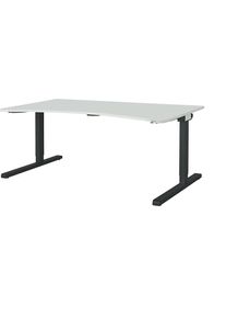 Mauser Vrijvormtafel, C-voet, breedte 1600 mm, blad lichtgrijs, onderstel antracietgrijs