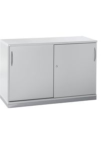 LENA - Schuifdeurkast, 1 legbord, 2 ordnerhoogtes, 2 schuifdeuren, h x b x d = 781 x 1200 x 442 mm, lichtgrijs