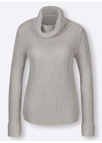 Dames Coltrui met glansgaren, goudkleur in lichtgrijs ,maat 36, WITT, 81% Polyacryl, 14% Katoen, 3% Polyester, 2% gemetalliseerd garen