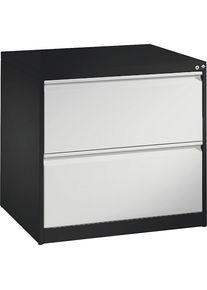 C+P Hangmappenkast ACURADO, 2 rijen, 2 laden, zwartgrijs/lichtgrijs
