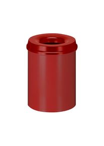 Papelera de seguridad, acero, autoextinguible, capacidad 15 l, H x Ø 360 x 255 mm, cuerpo en rojo / tapa extintora en rojo