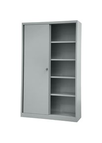 Bisley Schuifdeurkast ECO, met 4 legborden, 5 ordnerhoogtes, zilverkleurig
