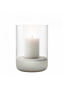 Blomus CALMA lantern Light Gray size L, glass & concrete, stylish, for tealights or pillar candles