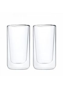 Blomus NERO Set of 2 Latte Macchiato Glasses 320 ml – double-walled thermal, dishwasher-safe, stylish for hot & cold drinks