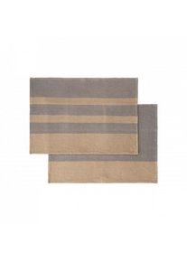 Blomus set of 2 tea towels GANO, Steel Gray & Tan, organic cotton, 70x50 cm, absorbent, two patterns, easy-care, durable, modern