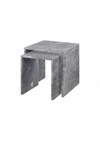 VARU 2-piece Side Table Set Tundra Gray Marble | Blomus