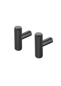 Blomus ROF 2-piece Wall Hooks elongated Black Ø 1 cm, metal, knurled detail, modern design, robust, versatile, for home