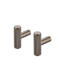 Blomus ROF 2-piece Wall Hooks elongated Burned Metal Ø 1 cm, metal, knurled detail, modern design, durable, decorative, versatile