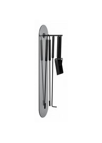 Blomus Kaminbesteck 5-tlg. Wandmontiert ASHI Black, FSC-Holzgriff, Magnet, beschichteter Stahl, modernes Design, nachhaltiges Kaminzubehör, Schwarz