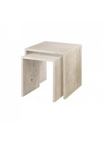VARU 2-piece Side Table Set Travertine Beige | Blomus