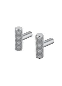 Blomus ROF 2-piece Wall Hooks elongated stainless steel matte Ø 1 cm, metal, knurled detail, modern design, versatile, robust