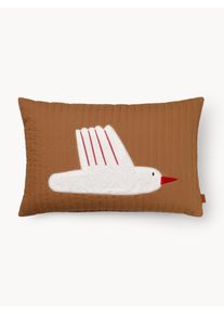 Ferm Living Kids Funda de cojín de algodón ecológico Bird Marrón Algodón, Algodón orgánico An 40 x L 60 cm