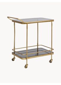 Bizzotto Servírovací vozík so sklenenými doskami Orabel Šedá, Zlatá Sklo, Kov Š 62 x V 72 cm