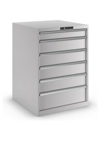 LISTA Ladenkast, plaatstaal, h x b = 1000 x 717 mm, 6 laden, lichtgrijs