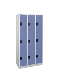 Wolf Armario de 3 compartimentos Stuttgart, 3 secciones, gris luminoso / azul colombino