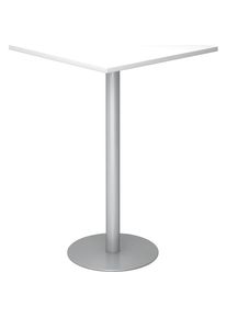 Statafel, l x b = 800 x 800 mm, 1116 mm hoog, frame zilverkleurig, blad wit