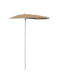 vidaXL Sombrilla de jardín semicircular con palo taupe 180x90 cm