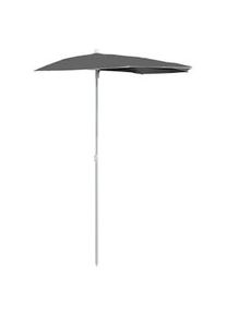 vidaXL Sombrilla de jardín semicircular con palo antracita 180x90 cm