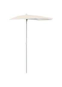 vidaXL Sombrilla de jardín semicircular con palo arena 180x90 cm