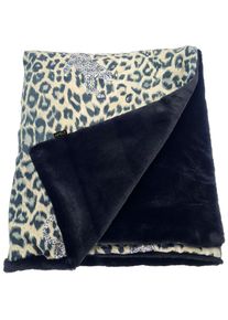 Apelt, Plaid &raquo;Maurice 140X180&laquo; trendiges Leomuster, schwarz/natur, Polyester, B/L: 140 cm x 180 cm, schwarz/natur