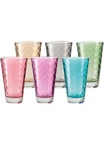 Leonardo , Longdrinkglas »Optic«, (Set, 6 tlg., 6), Colori Qualität, 300 ml, 6-teilig , bunt